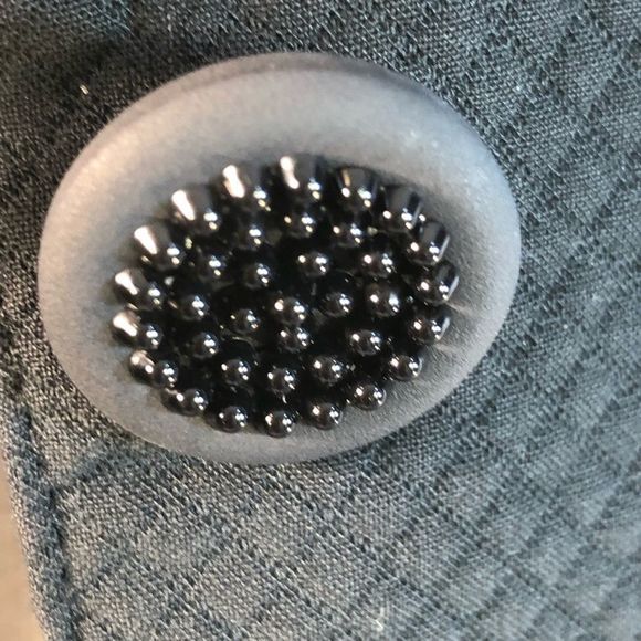 Bigio Collection Black Quilted Two Button Blazer Silk Ruffle Collar and Cuffs 12 - Picture 9 of 11